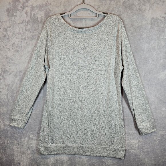 Athleta Womens L Long Sleeve Heathered Gray Tunic Top Athleisure yoga casual - Picture 2 of 11